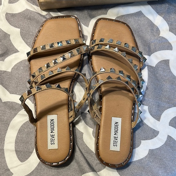 COPY - Steve Madden Tan Sandals with Studded Straps - Picture 4 of 4